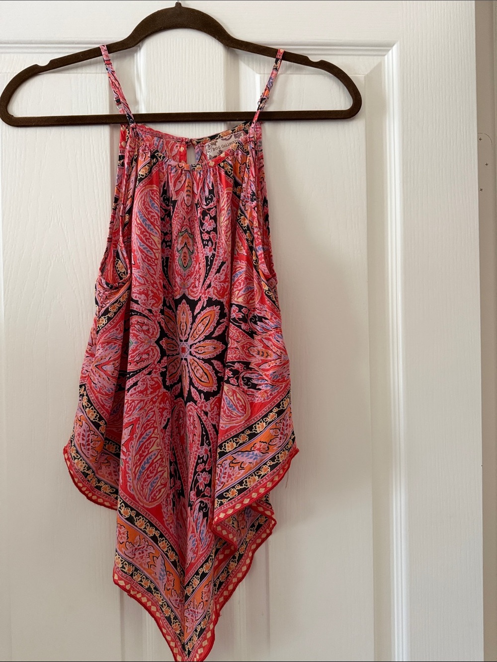 Paisley Handkerchief-Hem Camisole in Pink